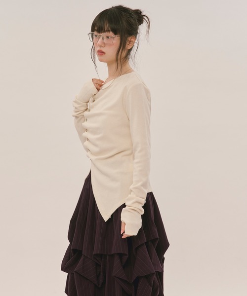 loin nuit アシンメトリータックトップス loin nuit tシャツ asymmetry tuck tops / アシンメトリータック
