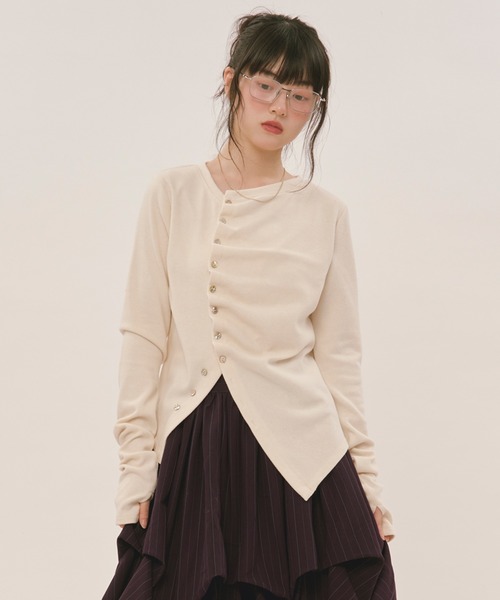 loin nuit tシャツ asymmetry tuck tops / アシンメトリータック