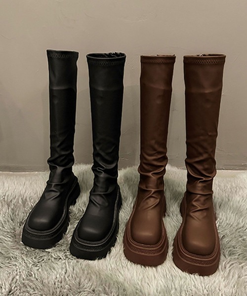 shoes365 ロング ブーツ 厚底ロングブーツ レディース : ZOZOTOWN