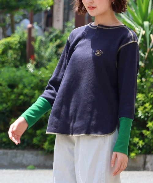 KRIFF MAYER Lady's Collection tシャツ ハニカムワッフル 袖配色ロンT