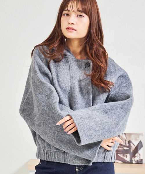 SOU•SOU ショートコート　杢墨（グレー） ビーバー二重織 MISCH MASCH（ミッシュマッシュ） コート アウター ZOZO限定 フード