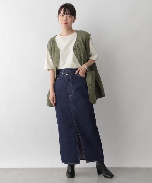 「LOWRYS FARM」 デニムスカート MEDIUM ブルー レディース_画像4