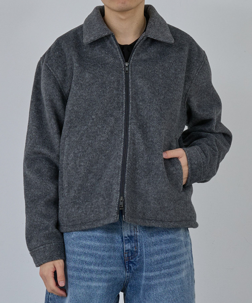 AH ABAHOUSE ブルゾン アウター CROPPED DOUBLE ZIP-UP SHAGGY BLOUSON