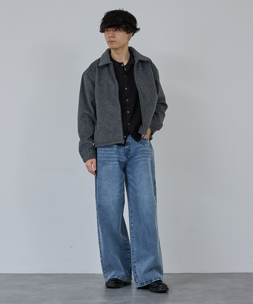 AH ABAHOUSE ブルゾン アウター CROPPED DOUBLE ZIP-UP SHAGGY BLOUSON