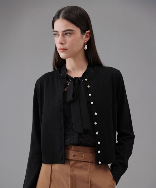 ANAYI（アナイ） カーディガン メリノウールパール釦 カーディガン