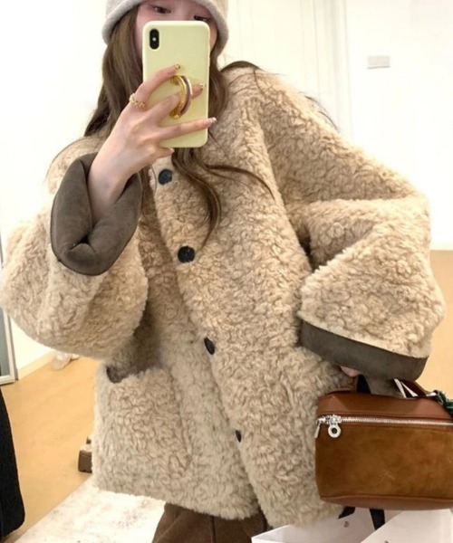ジャケット ノーカラージャケット ラムファー コート レディース ジャケット ノーカラージャケット ラムファー コート レディース