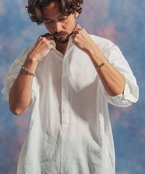 「Jih Nunc」 長袖シャツ L ライトグレー メンズ_画像2