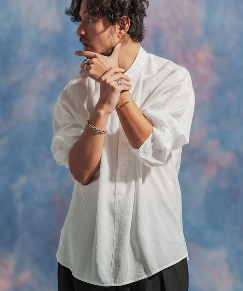 「Jih Nunc」 長袖シャツ L ライトグレー メンズ_画像3