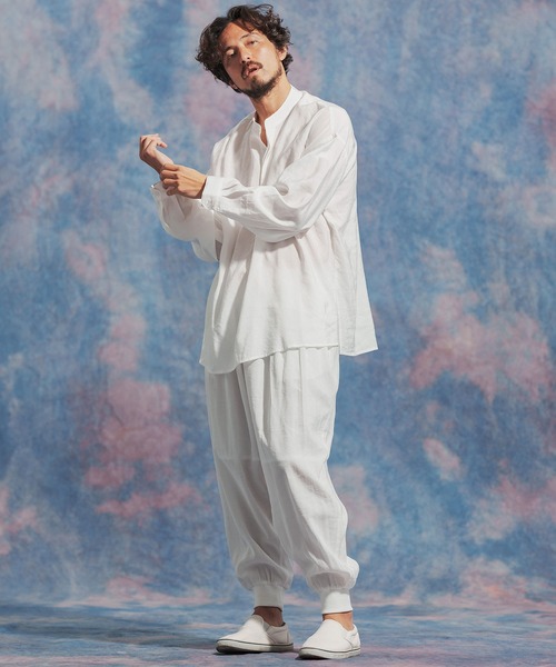 「Jih Nunc」 長袖シャツ L ライトグレー メンズ_画像4