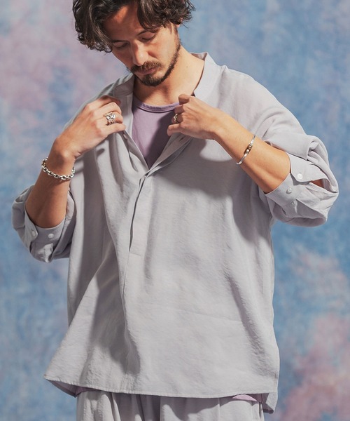 「Jih Nunc」 長袖シャツ L ライトグレー メンズ_画像7