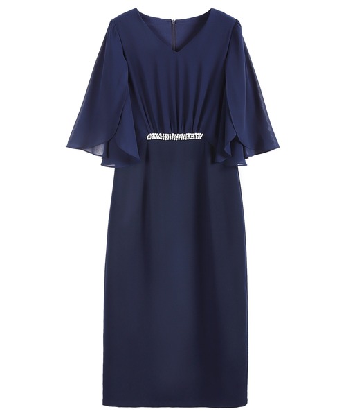 「DRESS STAR」 7分袖ワンピース - ブルーグレー レディース_画像2