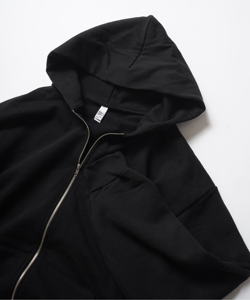 「LOS ANGELES APPAREL」 ジップアップパーカー SMALL ブラック メンズ_画像9