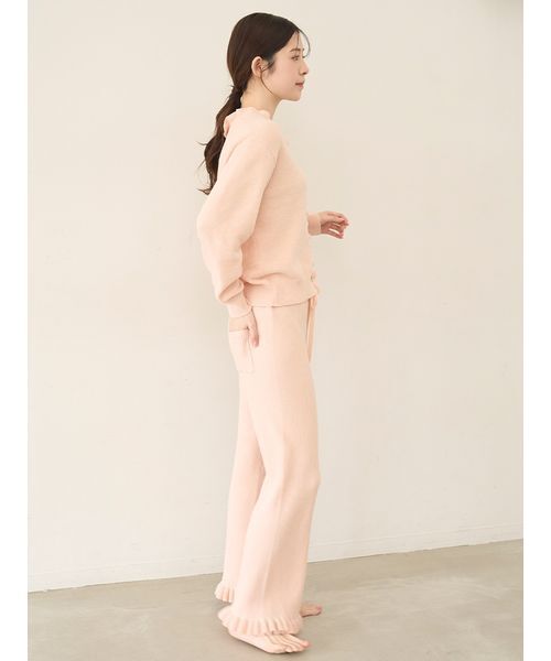 SNIDEL  アイボリー ルームウェア F SNIDEL HOME パジャマ ルームウェア ニットフリルロングパンツ