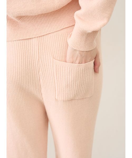 SNIDEL HOME パジャマ ルームウェア ニットフリルロングパンツ