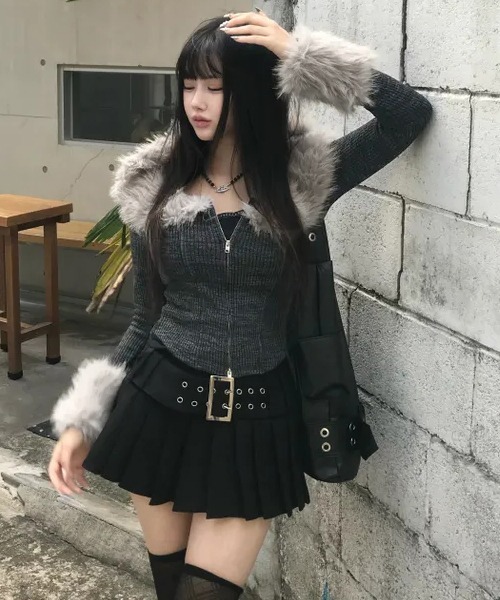 gossip!ロサンゼルス tシャツ Y2K ファー ニット トップス（長袖