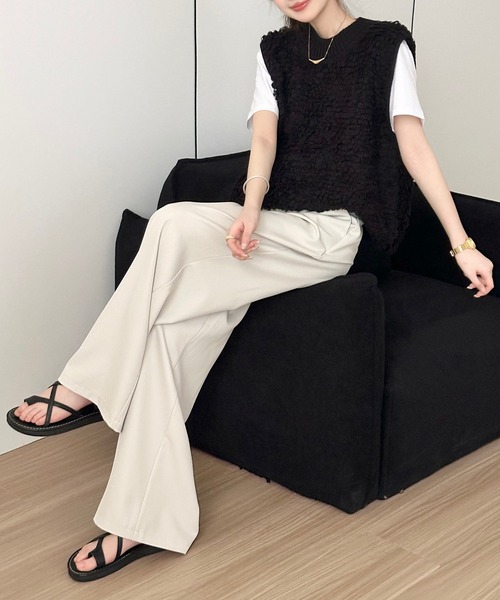 DAY CLOSET スラックス パンツ 「大きいサイズ有/バックゴム/タック DAY CLOSET スラックス パンツ 「大きいサイズ有/バックゴム/タック