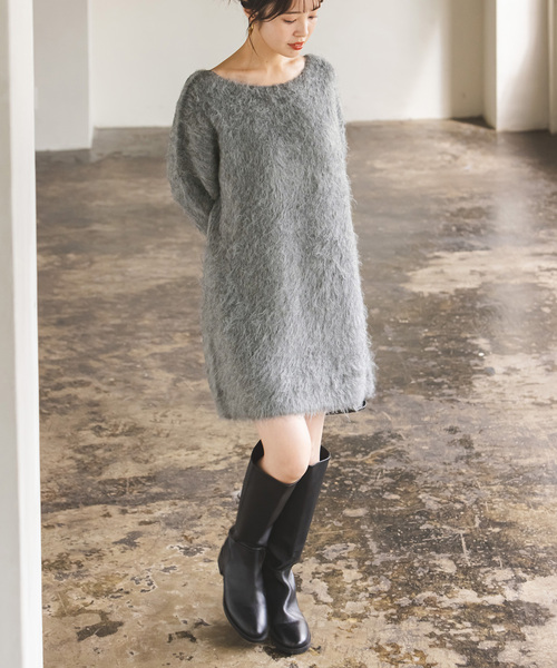 「NOBLE」 ニットワンピース - ベージュ レディースの画像