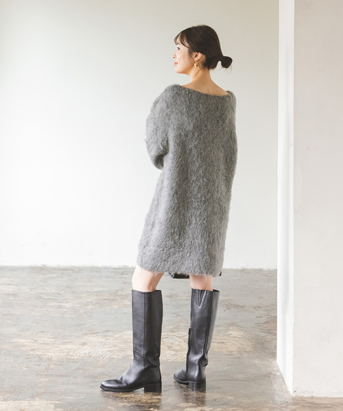 「NOBLE」 ニットワンピース - ベージュ レディースの画像