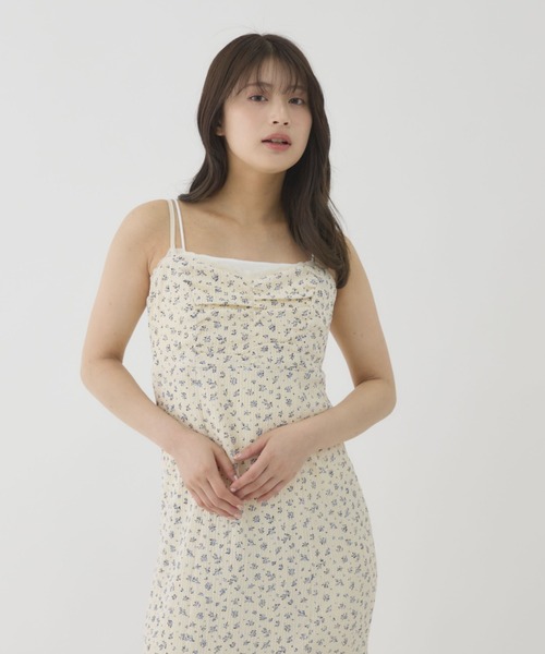 archives（アルシーヴ） ワンピース 「美シルエット」レーストリム花柄