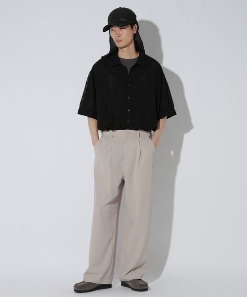 LAKOLE（ラコレ） シャツ 半袖 「セットアップ可」メッシュストライプ