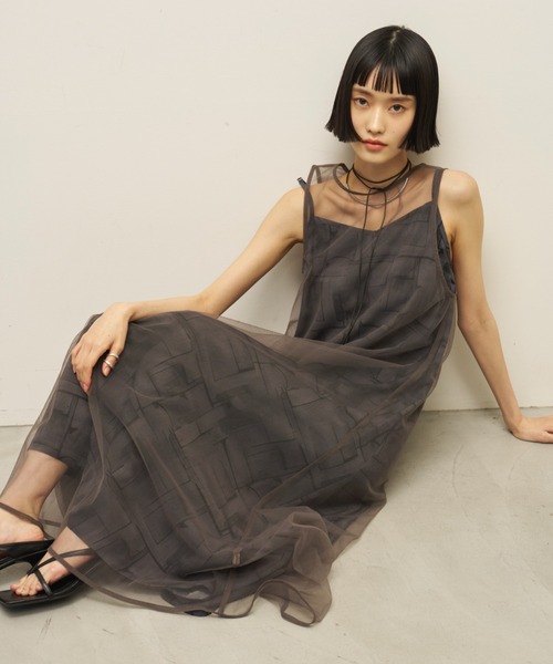 AIC. ワンピース チュールレイヤードロングワンピース : ZOZOTOWN