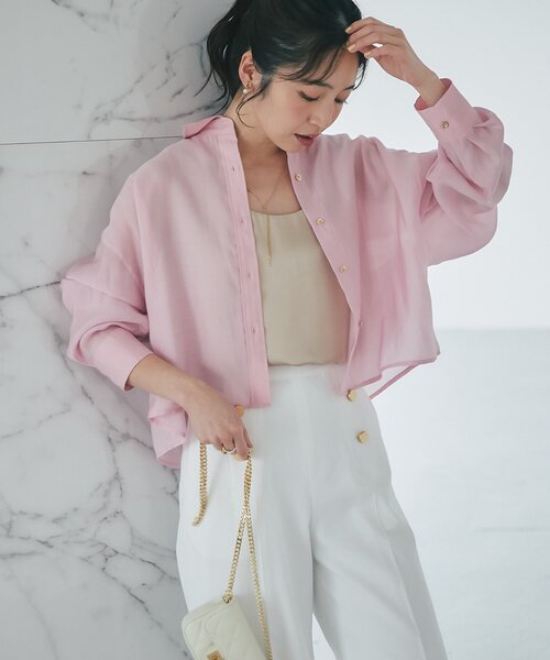 美品 25SS La boutique BonBon ラブティックボンボン 愛されチェック サテンサッカーチェックブラウス サイズF ピンク レディース 古着 中古 USED 美品 25SS La boutique BonBon ラブティックボンボン 愛されチェック