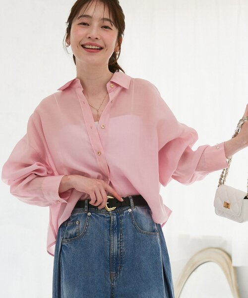 ブラウス シャツ 「再販決定！今すぐお届け！羽織にもなる」シアークロップドシャツ/アソート レディースの画像