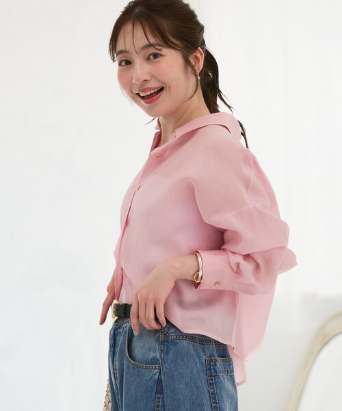 ブラウス シャツ 「再販決定！今すぐお届け！羽織にもなる」シアークロップドシャツ/アソート レディースの画像
