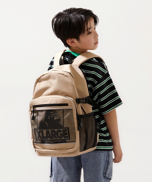 XLARGE バックパック ベージュ リュック ストリート」 XLARGE KIDS（エクストララージ キッズ） リュック OGメッシュポケット