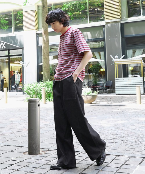 NAKER ワイドパンツ ジーンズ カーブワイドタックデニムパンツ メンズ