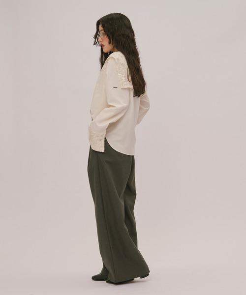 loin nuit ブラウス シャツ spangle lace collar blouse