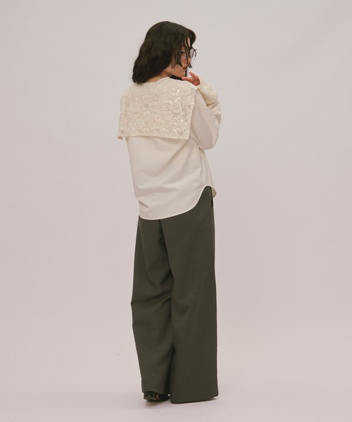loin nuit ブラウス シャツ spangle lace collar blouse