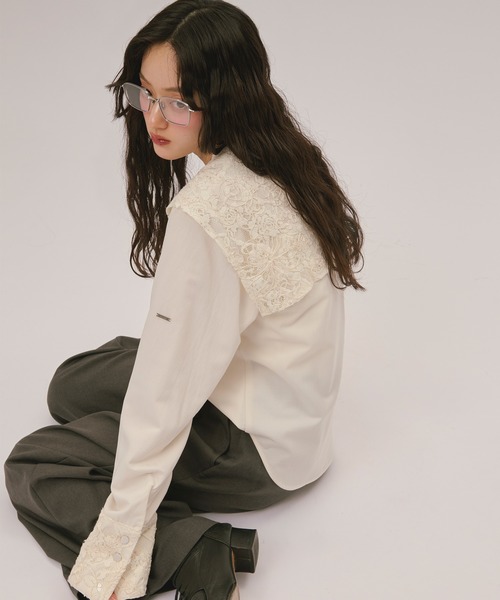 loin nuit ブラウス シャツ spangle lace collar blouse