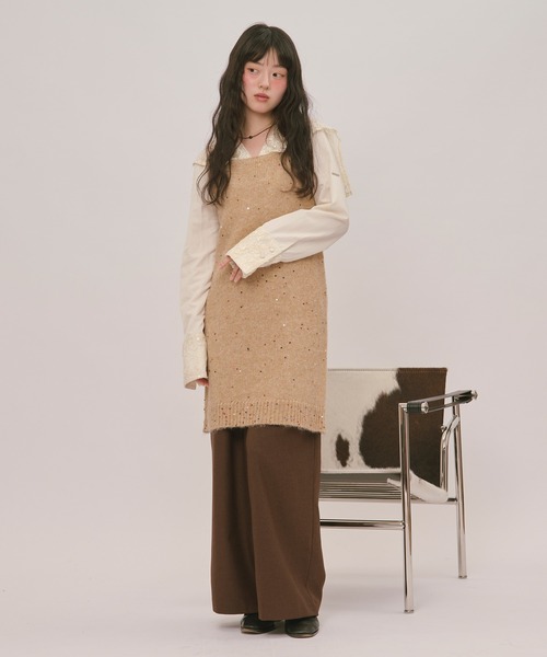 loin nuit ブラウス シャツ spangle lace collar blouse
