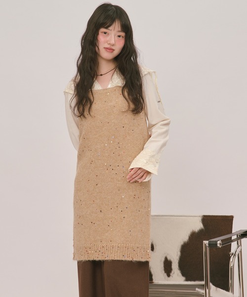 loin nuit ブラウス シャツ spangle lace collar blouse