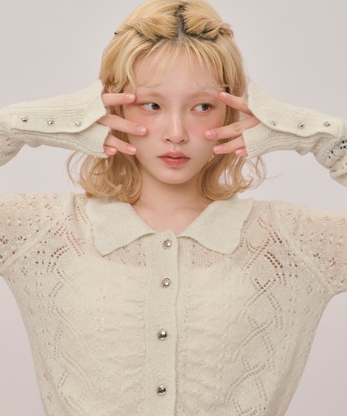 loin nuit カーディガン glitter sheer knit cardigan / グリッター