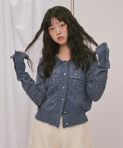 loin nuit カーディガン glitter sheer knit cardigan / グリッター