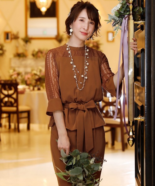 PourVous パンツドレス ハイネックドレスフォーマル＆ロング丈