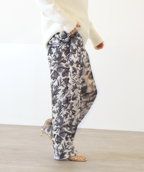 VERMEIL par iena パンツ レーヨンベルベットフラワープリント
