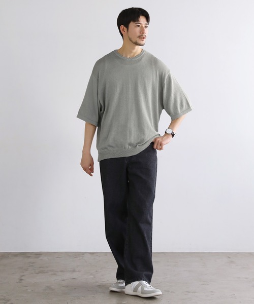 SPU セーター ニット 接触冷感ウォッシャブルハーフスリーブ