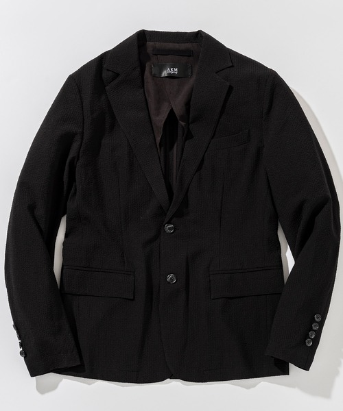 一度着8.3万 22SS AKM　ノーカラー ジャケット a128 HK WORKS LONDON ノーカラージャケット（LL）ネイビー
