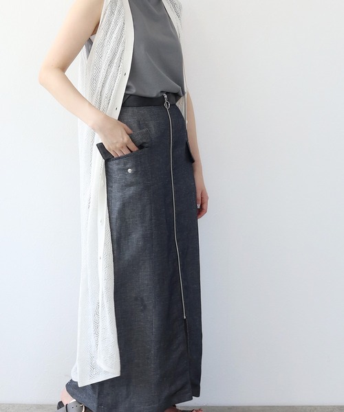 DRESSLAVE ベスト ジレ CADDITION/ sheer knitting long vest