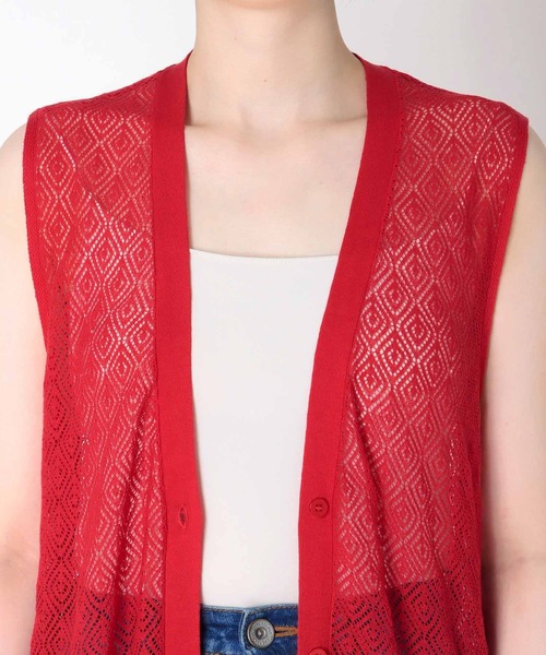 DRESSLAVE ベスト ジレ CADDITION/ sheer knitting long vest
