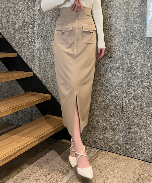 ROYAL PARTY マルチサイズ スカート フロントZIPハイウエストタイト