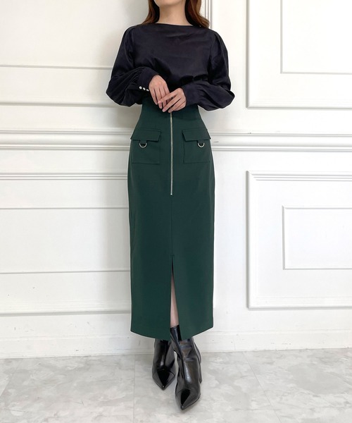 ROYAL PARTY マルチサイズ スカート フロントZIPハイウエストタイト