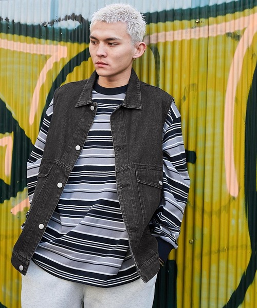 MONO-MART（モノマート） ベスト ジレ 「retock's」ロゴ刺繍 オーバー