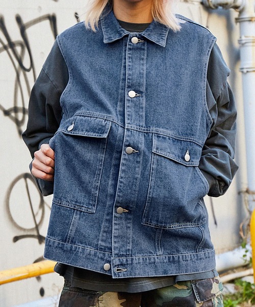 MONO-MART（モノマート） ベスト ジレ 「retock's」ロゴ刺繍 オーバー