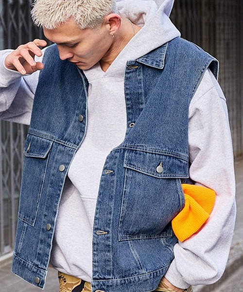 MONO-MART（モノマート） ベスト ジレ 「retock's」ロゴ刺繍 オーバー