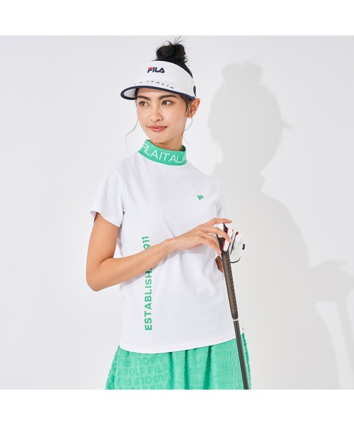 フィラ FILA ゴルフ GOLF モックネック シャツ 吸汗速乾 接触冷感 FILA レディース モックネック シャツ 半袖 ハイネック 吸汗速乾