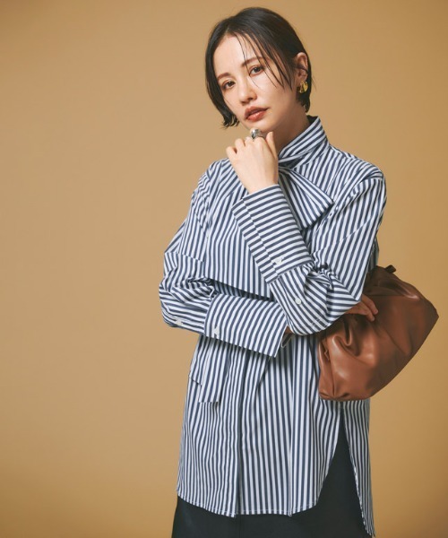RASW ブラウス シャツ 「RASW」ボウタイ付きロングカフス